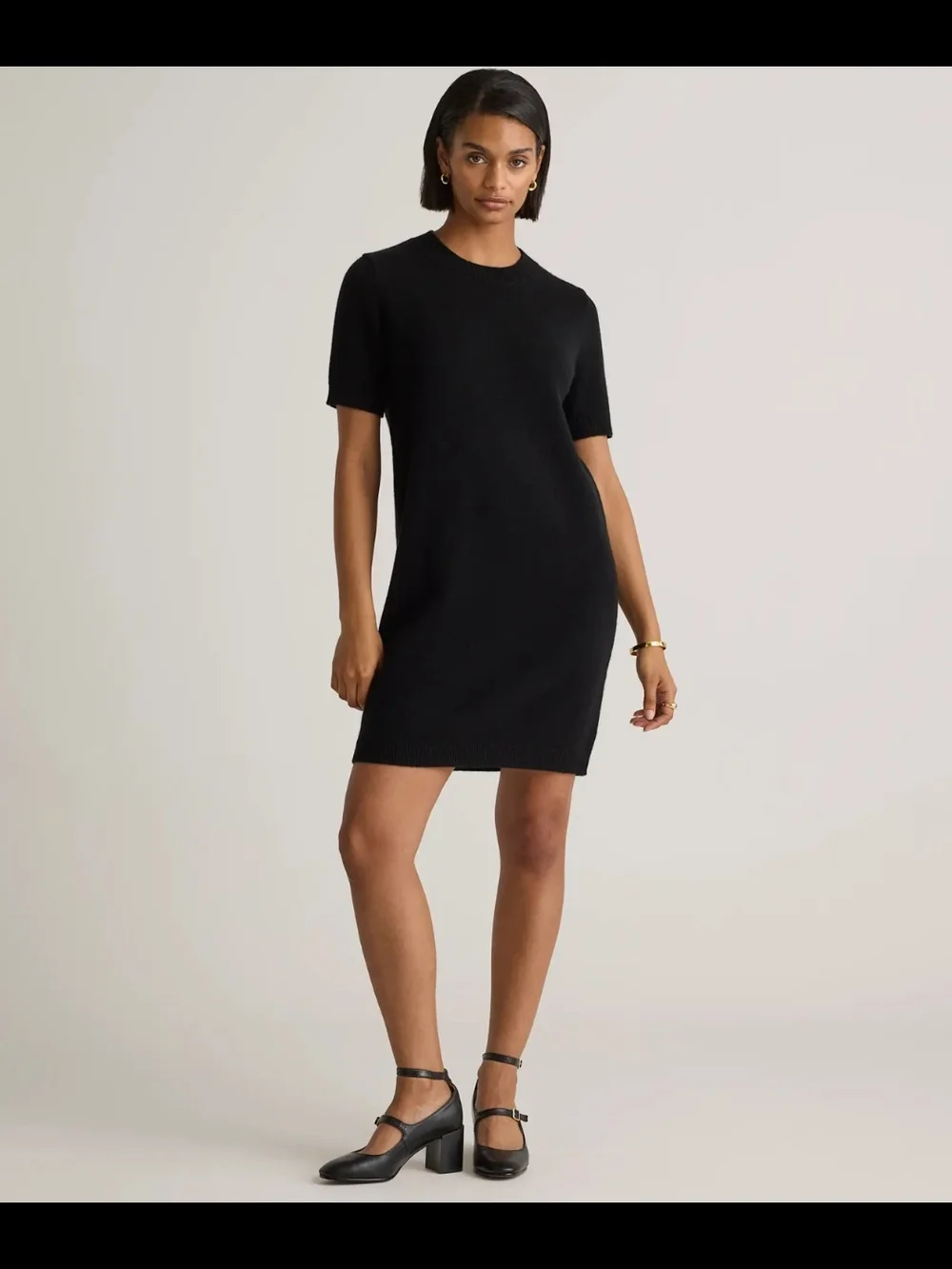 Quince 100% Mongolian Cashmere Short Sleeve Dress NWT Size Small Black